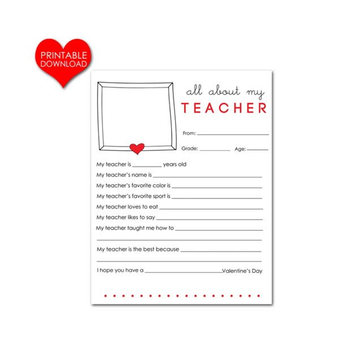 What I Love About My Teacher Printable What i love about my teacher printable