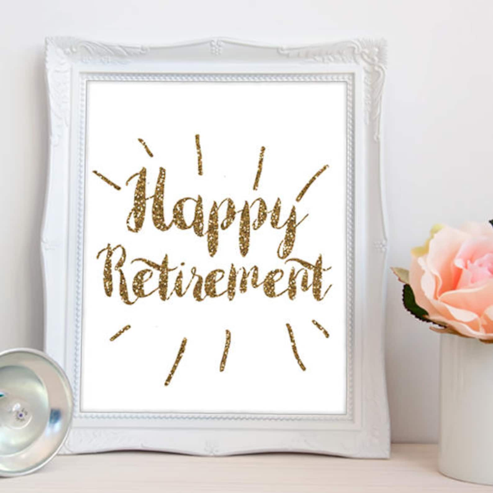 gold retirement printable happy retirement printable etsy