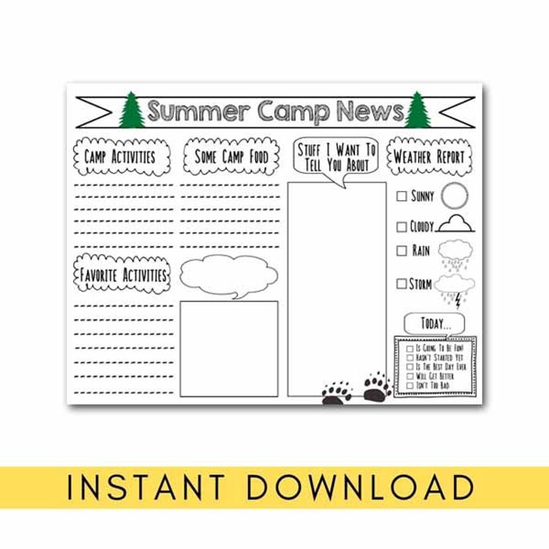 PRINTABLE Camp Stationary / Kids Summer Camp / Printable - Etsy