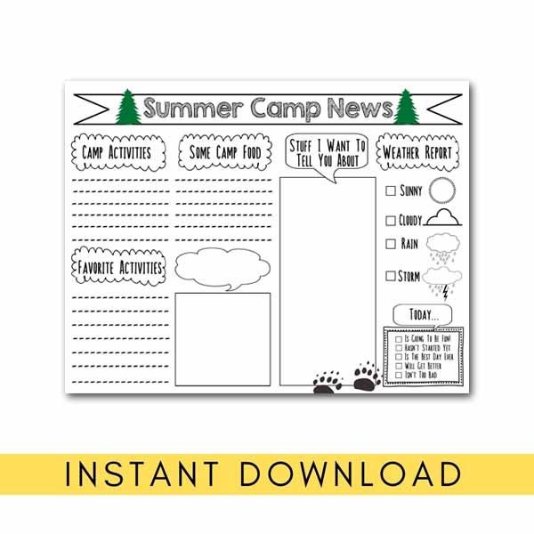 PRINTABLE Camp Stationary / Kids Summer Camp / Printable - Etsy