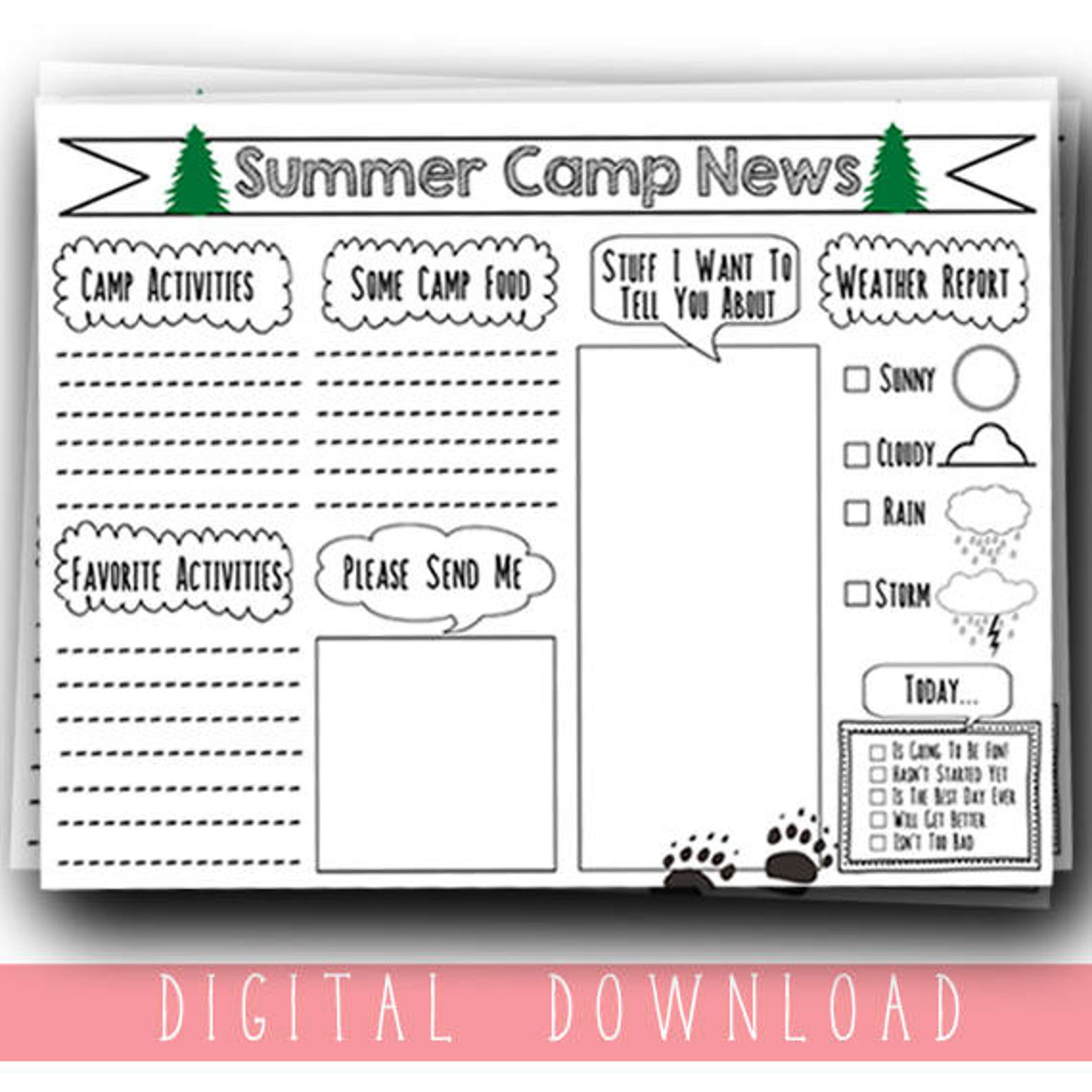 PRINTABLE Camp Stationary / Kids Summer Camp / Printable - Etsy Canada