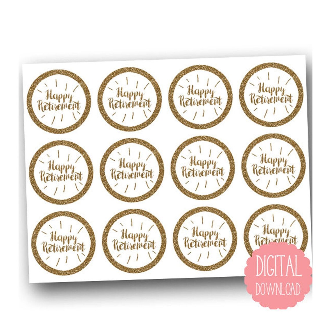 retirement cupcake toppers printable happy retirement etsy