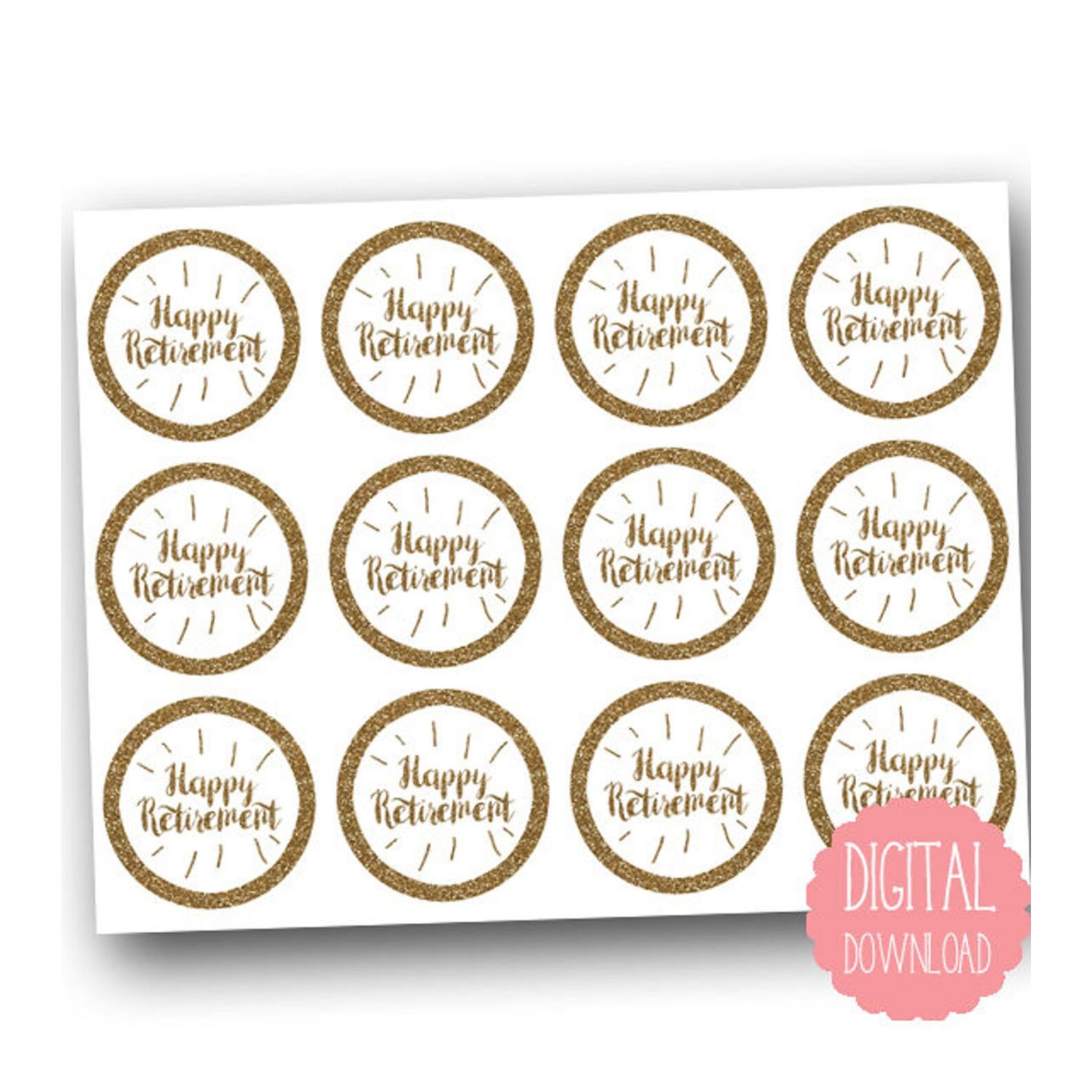 Retirement Cupcake Toppers Printable Happy Retirement Etsy UK