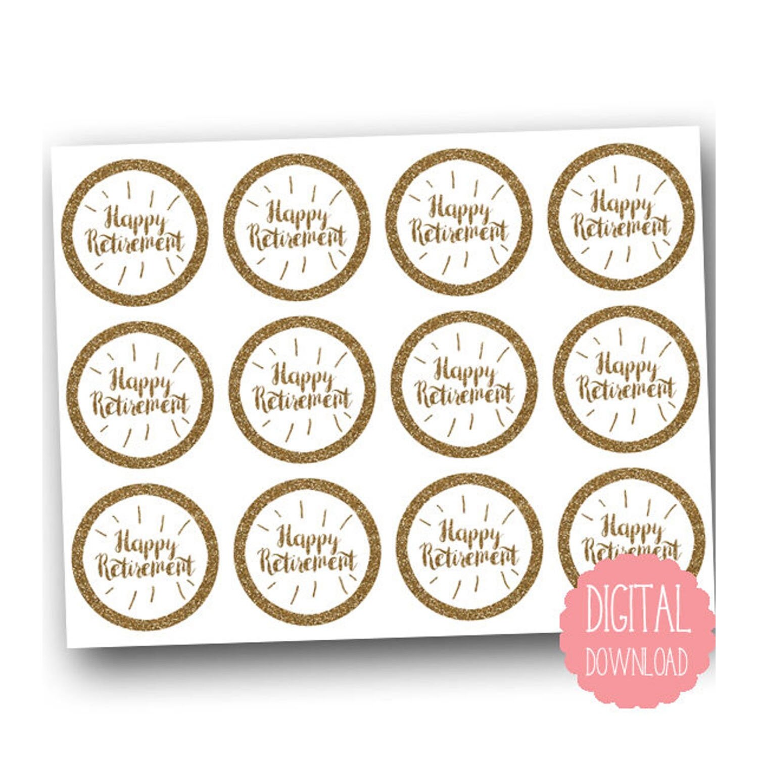 retirement cupcake toppers printable happy retirement etsy