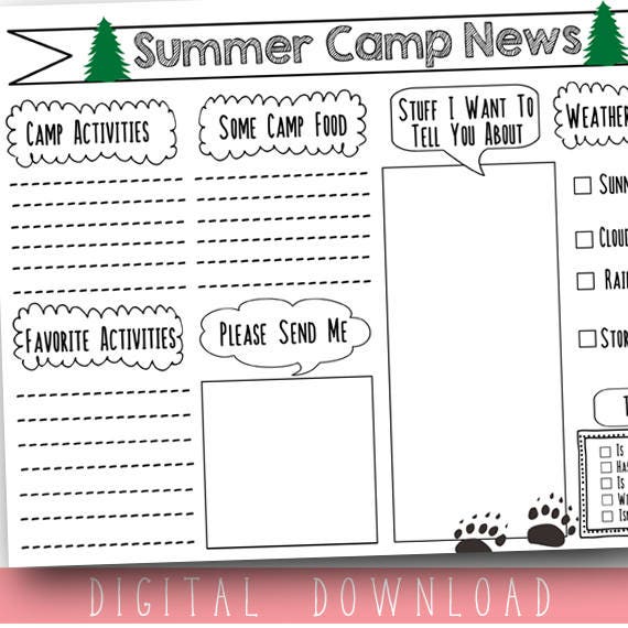 PRINTABLE Camp Stationary / Kids Summer Camp / Printable - Etsy