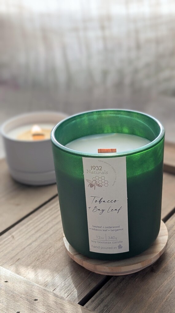 tobacco bay candle Tobacco + Bay Leaf Candle: Wood Wick, Coconut Soy Wax