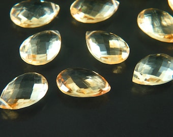 Goldene Citrin AAA Gem Qualität kalibriert Netz Facettiert Side Top Gebohrte Birne Briolette Perlen, Transparent November Birthstone, 15 x 10 mm