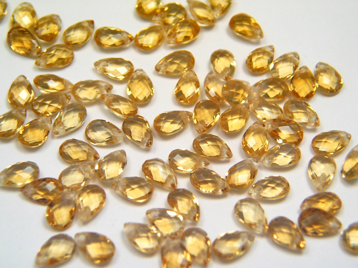 Pear Net AAA+ Golden Citrine Calibrated Pear, Net Faceted Genuine Gemstones ...