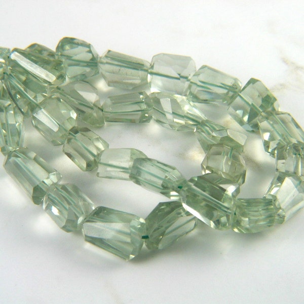 Natural Green Amethyst Faceted Free Form Nuggets Gemstone Beads for Jewelry Creations - 5 Beads Set