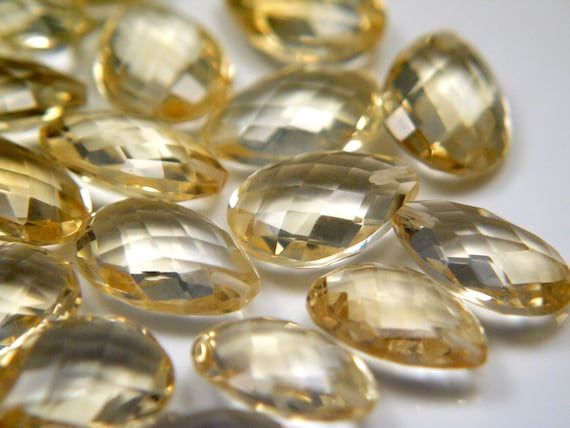 Golden Citrine AAA Gem Quality Calibrated Net Faceted, Half Drilled Pear Briolettes, 16 x 12mm, Shimmering Gold Citrine, November Birthstone