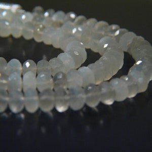 Natural White Moonstone Gemstones, Faceted German Cut Rondelle Beads, Chatoyant Cat's Eye Stones, Premium Quality Translucent 6mm, 7" Strand