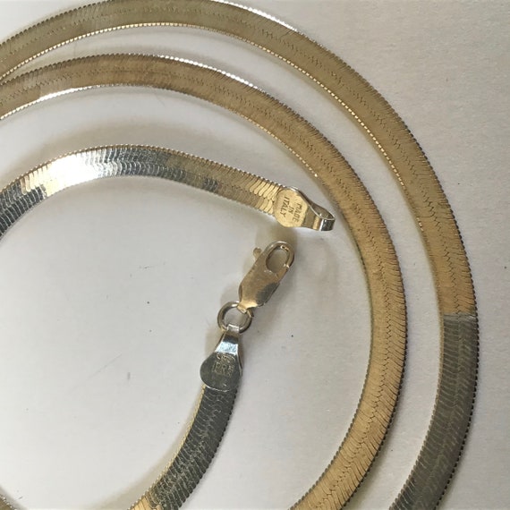Vintage wide sterling silver snake chain necklace… - image 3