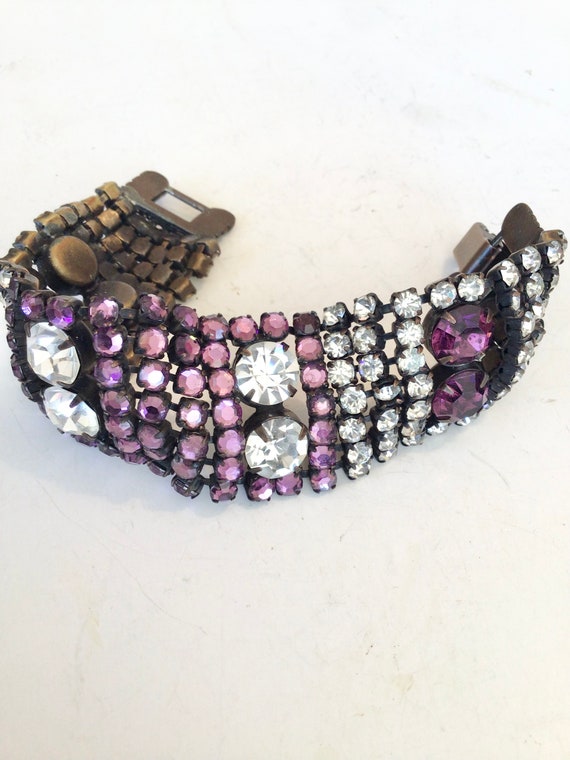 Vintage purple crystal statement bracelet extra wi