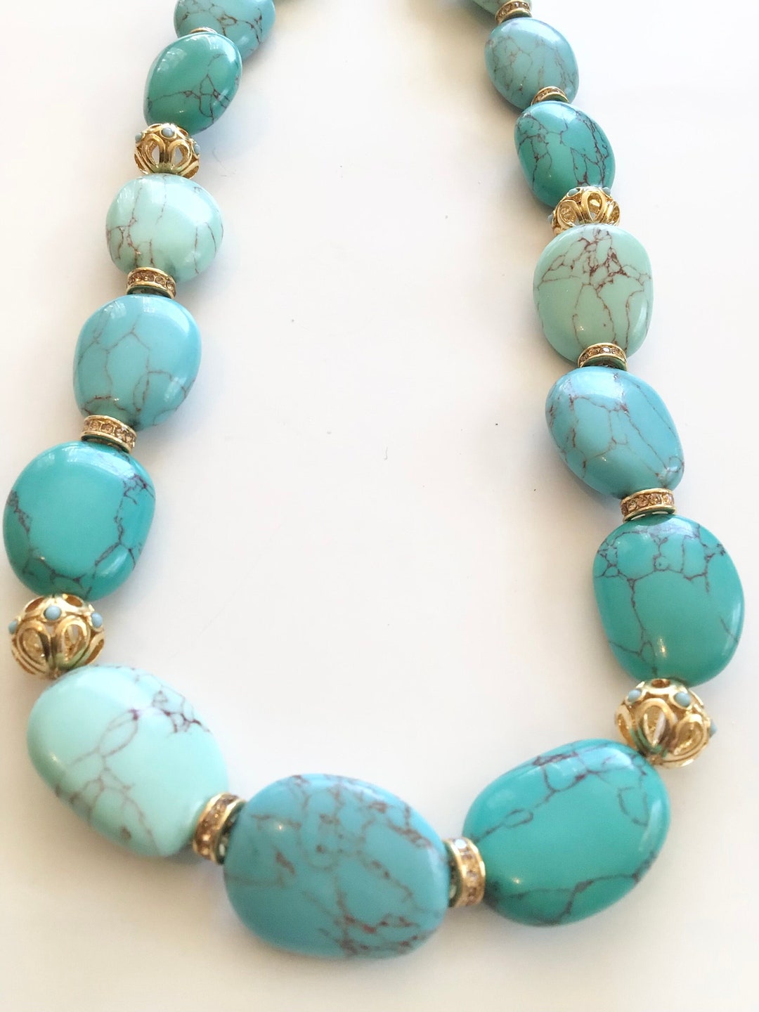 Vintage Chunky Turquoise Necklace Strand Massive 288.5g 32.75
