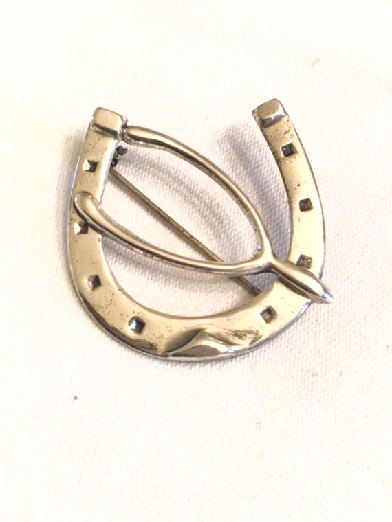 Vintage sterling silver lucky horseshoe brooch Ke… - image 2