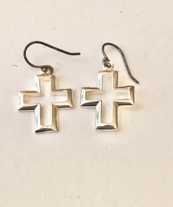 Sterling Silver Open Cross Earrings: Hypoallergenic Dangle Jewelry