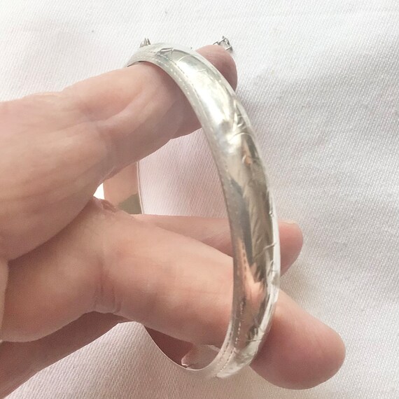 Engraved Sterling Silver Hinged Bangle Bracelet w… - image 6