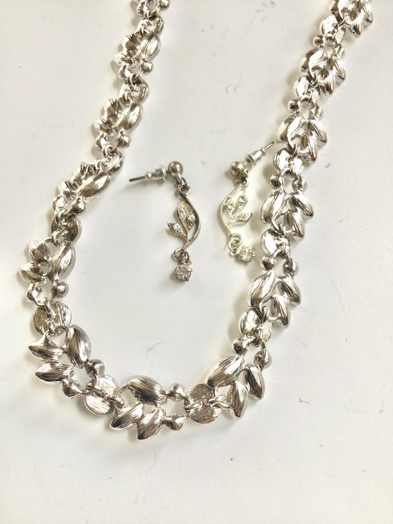 Vintage crystal pearl wedding princess necklace e… - image 2