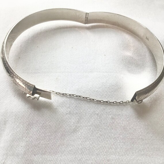 Engraved Sterling Silver Hinged Bangle Bracelet w… - image 3