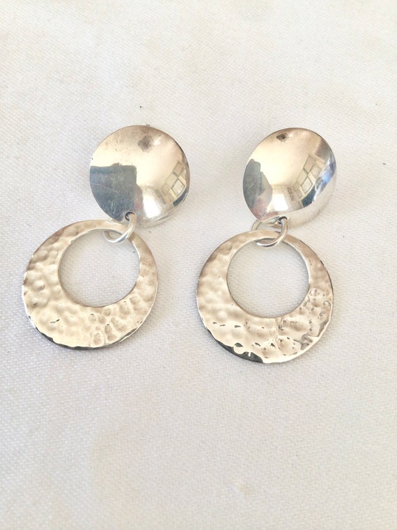 Handmade Sterling silver dangle hoop earrings mode