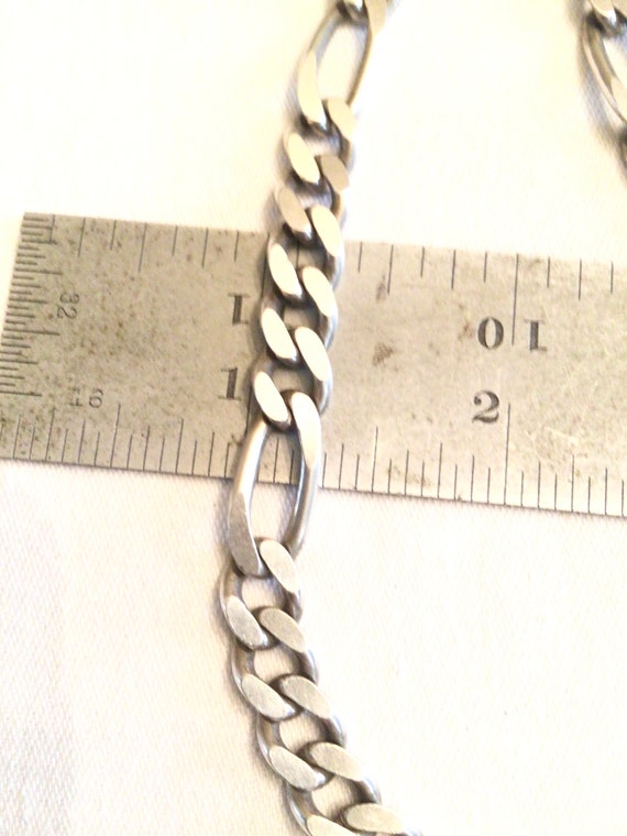 Heavy sterling silver Figaro chain necklace 20 in… - image 4