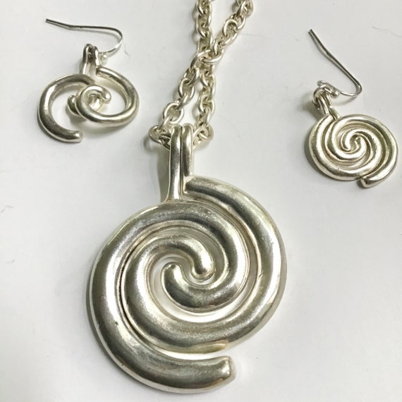 Vintage spiral necklace & earrings  set interlock… - image 5