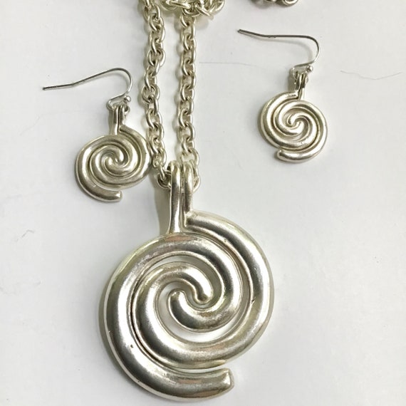 Vintage spiral necklace & earrings  set interlock… - image 3