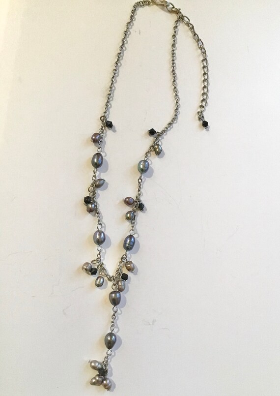 Vintage Peacock pearls lariat necklace freshwater… - image 5