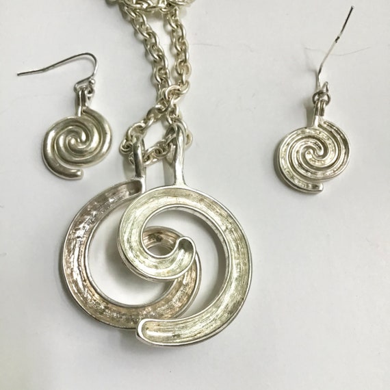 Vintage spiral necklace & earrings  set interlock… - image 4