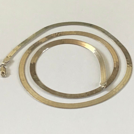 Vintage wide sterling silver snake chain necklace… - image 2