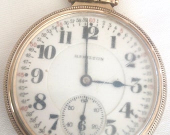 Antique Hamilton GF pocket watch 21 jewels railroad grade size 16s grade 992 with RGP watch chain serial no.2396253