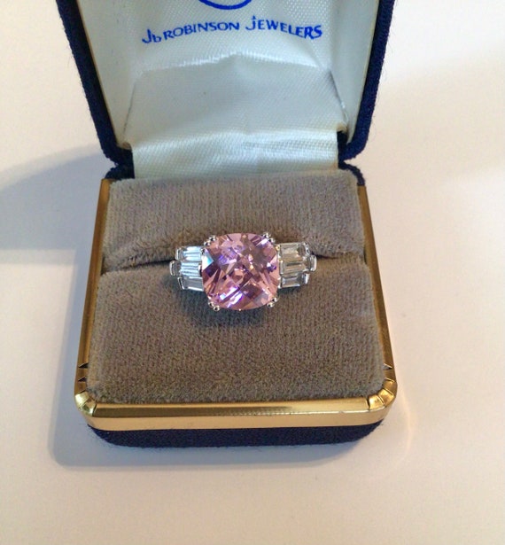 Vintage sparkling pink CZ statement ring huge cus… - image 2