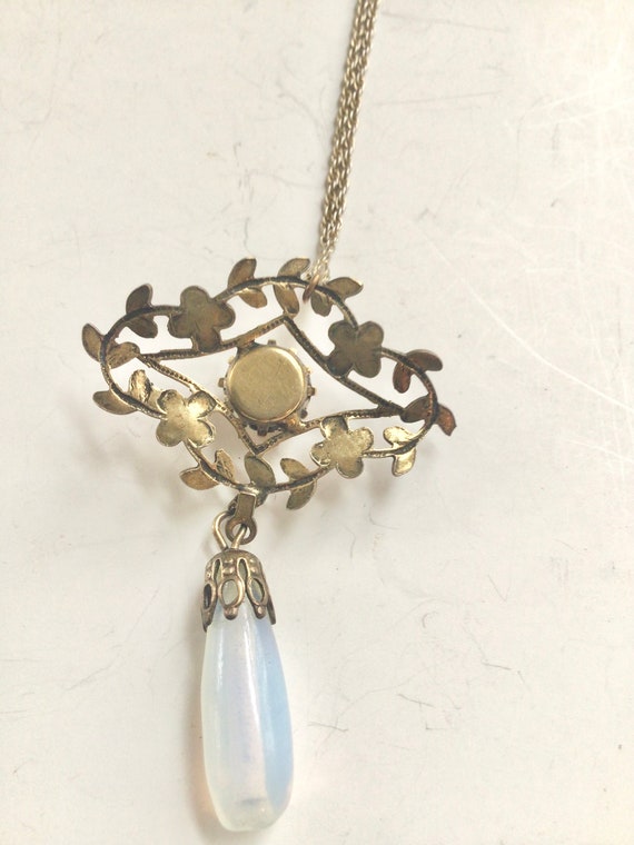 Vintage opalescent teardrop necklace Art Deco Dow… - image 2