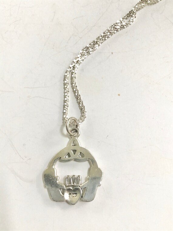 Vintage Irish claddagh love jewelry necklace Celt… - image 4