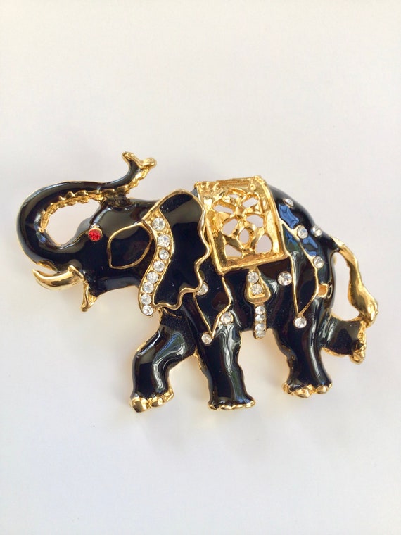 GOP Republican mascot brooch enameled black eleph… - image 2