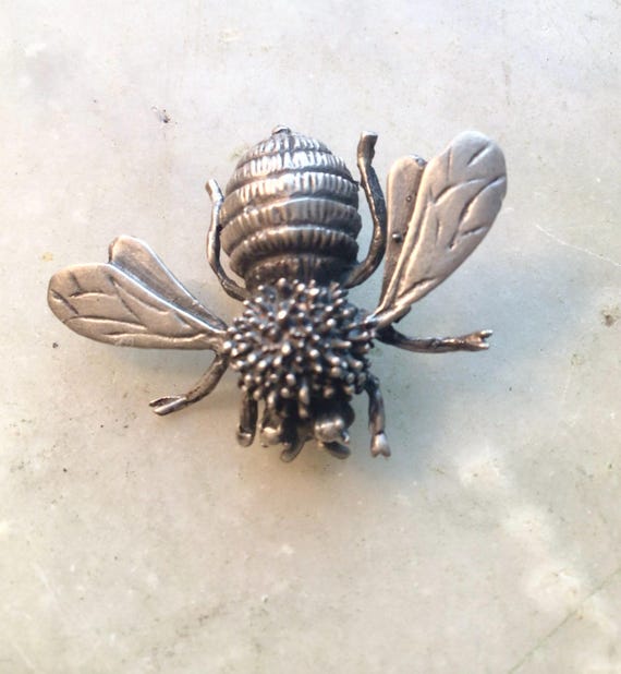 Mexican sterling silver honey bee brooch handmade silver fine details