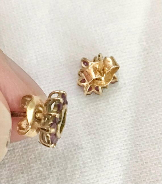 14k Gold Ruby Heart Stud Earrings: July Birthston… - image 5