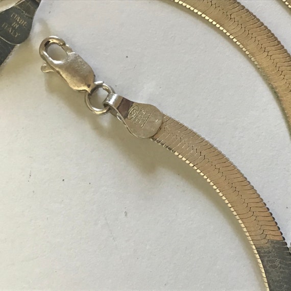 Vintage wide sterling silver snake chain necklace… - image 4
