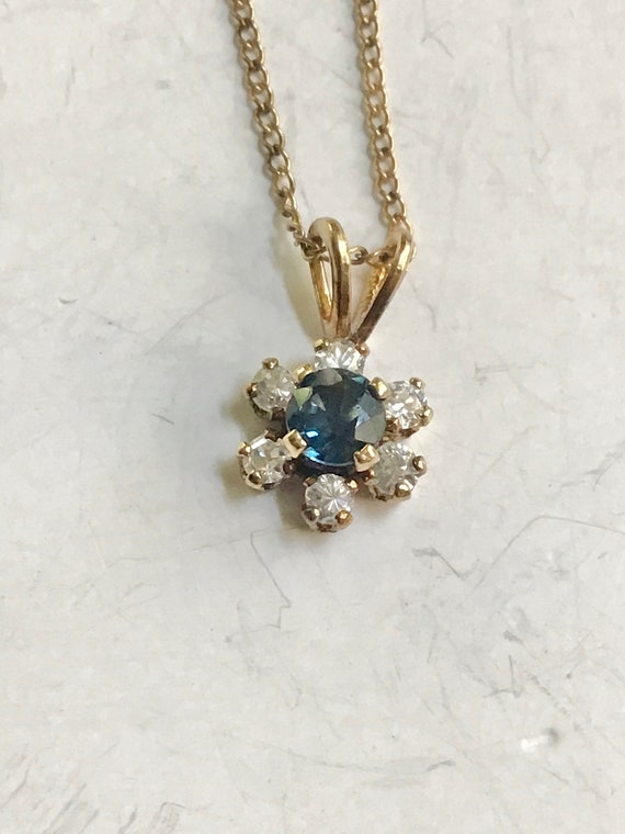 Vintage simulated sapphire diamond necklace deep b