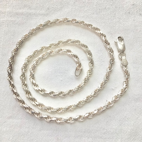 Heavy sterling silver chain necklace 18 inch twisted rope chain .57 ounce