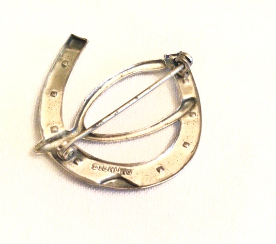 Vintage sterling silver lucky horseshoe brooch Ke… - image 4