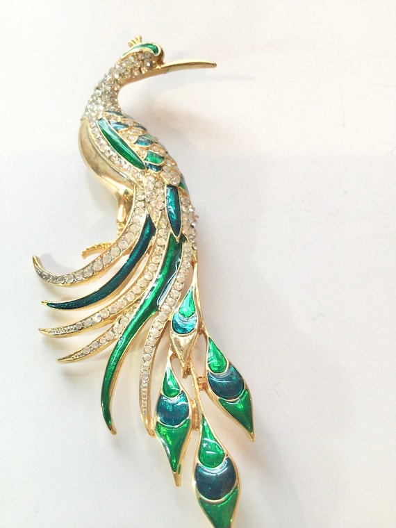 Vintage on sale peacock brooch
