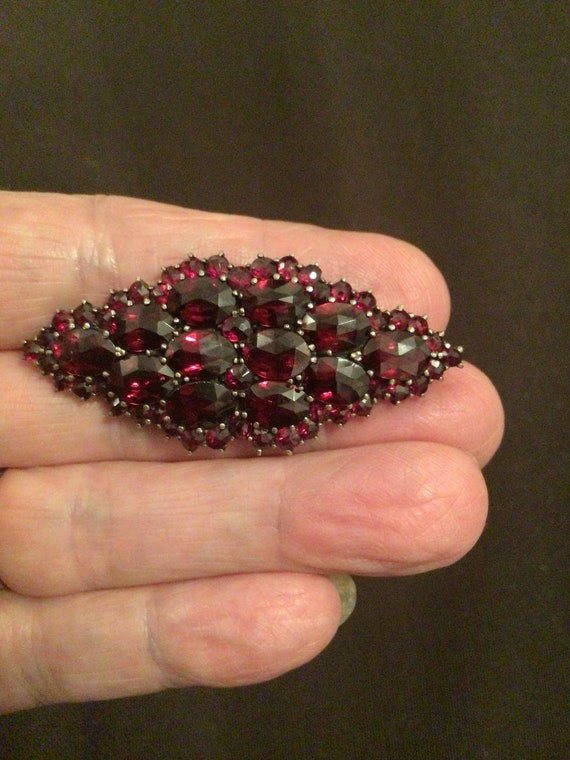 1800’s Large antique Victorian bohemian garnet bro