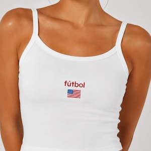 USA Soccer Shirt Women, Embroidered Fútbol Tank Top, World Cup 2026 Outfit, Soccer Girlfriend Gift, USMNT Game Day Tank image 3