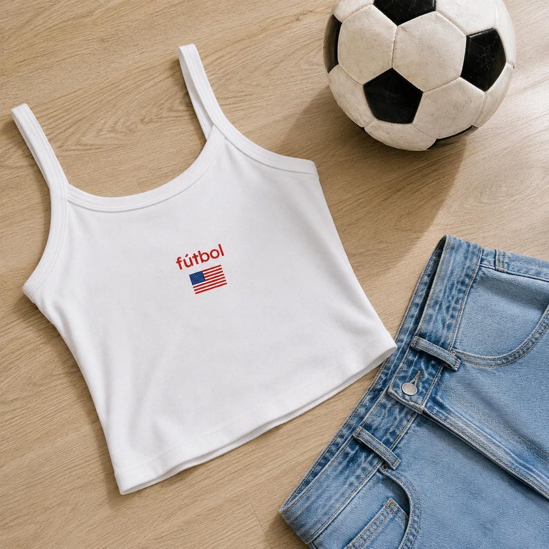 USA Soccer Shirt Women, Embroidered Fútbol Tank Top, World Cup 2026 Outfit, Soccer Girlfriend Gift, USMNT Game Day Tank image 8