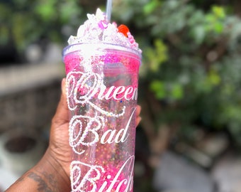 3D Snow Globe Iced Cups with Rhinestones