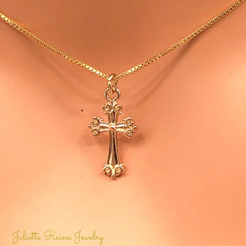 Gold Filled Cross Pendant Necklace Gold Cross on Chain Etsy