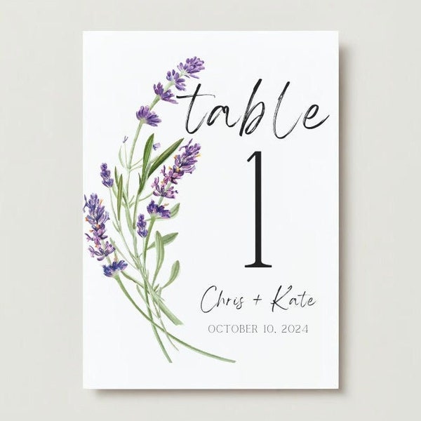 Lavender Wedding Table Numbers, Printable Table Numbers, Editable Table Number Template, Table Number Signs, Wedding Signage, Lavender