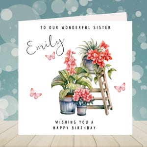 Personalised Handmade Flower Birthday Card, Daughter, Sister, Mother Grandmother, Niece, Cousin, Friend  18, 20, 21, 25, 30, 35, 40  any age
