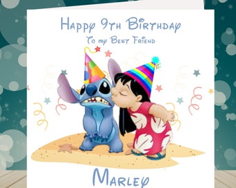 Lilo & Stitch personnalisée 1 2 3 4 5 6 7 8 9 10 Carte d'anniversaire Fille Petite-fille Sœur Nièce Ami